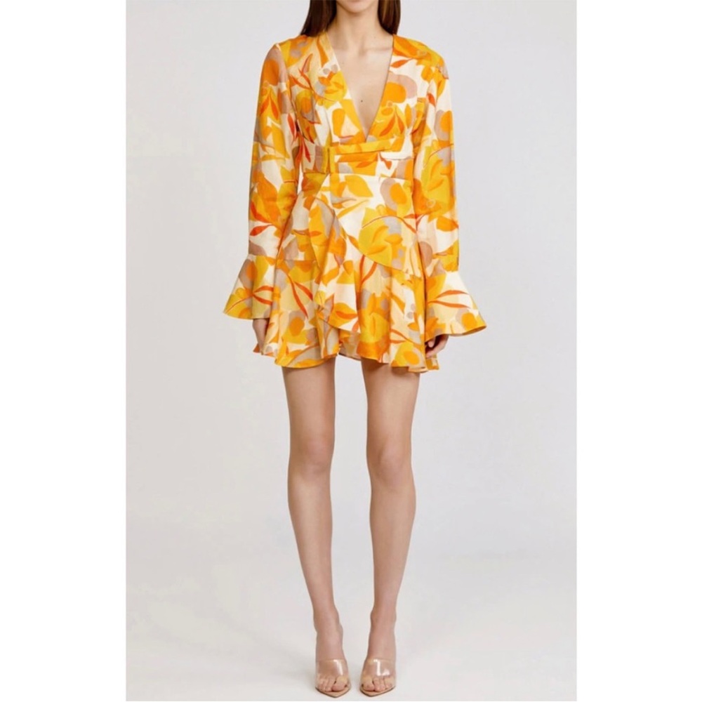 Acler Corcica Linen  Yellow Size 8 Wrap Dress - Picture 4 of 16